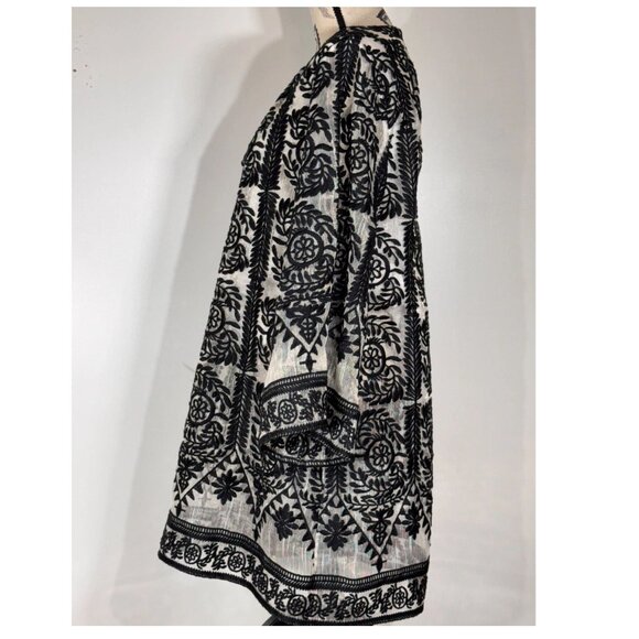 Alice + Olivia Katt Embroidered Boho Kaftan Mini Dress Womens Size Large - Picture 3 of 6